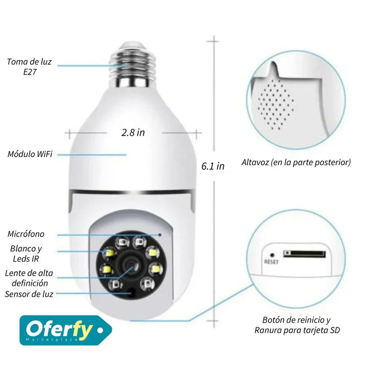 Cámara de Seguridad WiFi 720P 360°